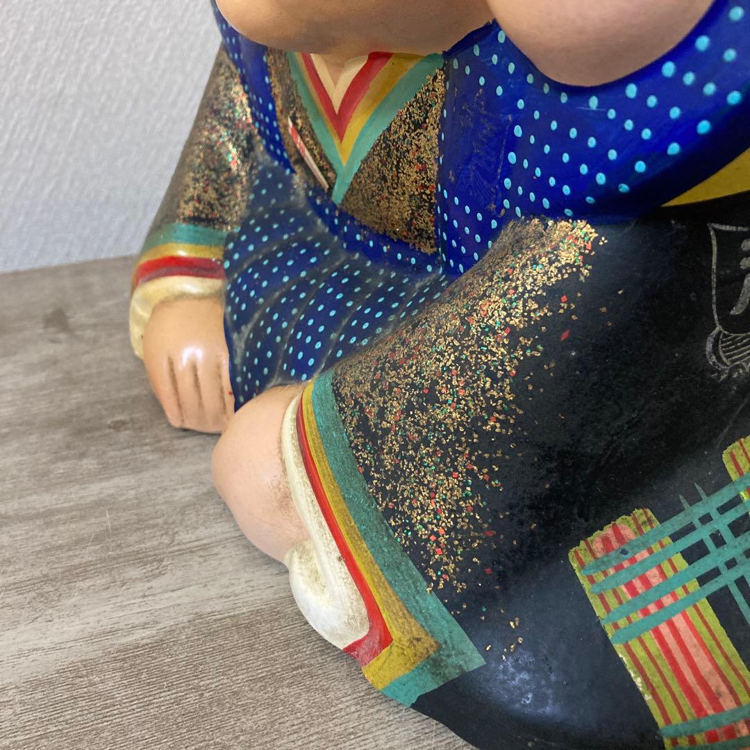 時代福助人形　縁起　手描き　招福置物　珍品〈検 招き猫　こけし　七福神　常滑焼