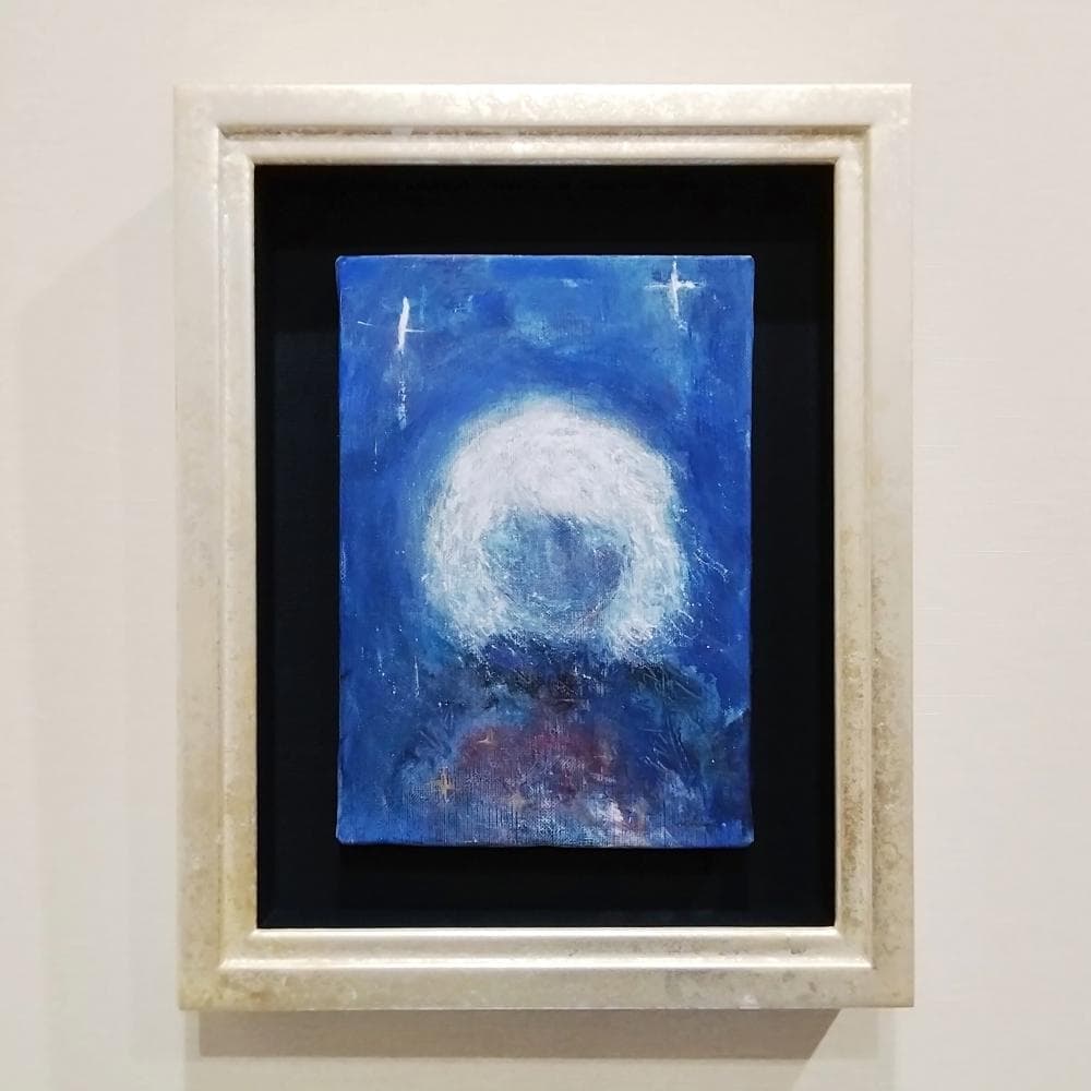 内野隆文　冬の旅　絵画　肖像画　キャンバスにアクリル　サムホール　現代美術　額縁