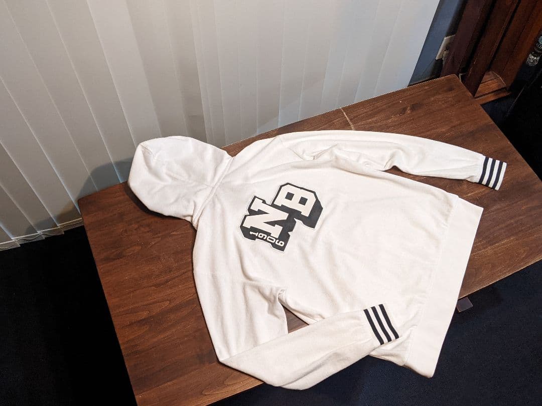 ニューバランス　ゴルフ　フルジップ　パーカー　パイル地　ボーダー　ジャケット　白