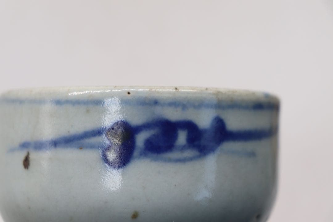 李朝　染付　お碗　木箱入　アンティーク　送料込み1211