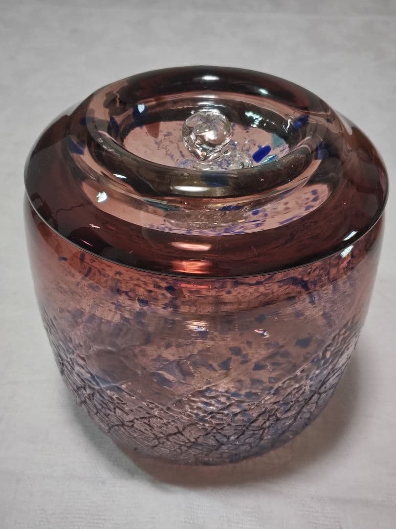 奥原硝子製造所　桃原正男　蓋付収納鉢　新品未使用　琉球ガラス