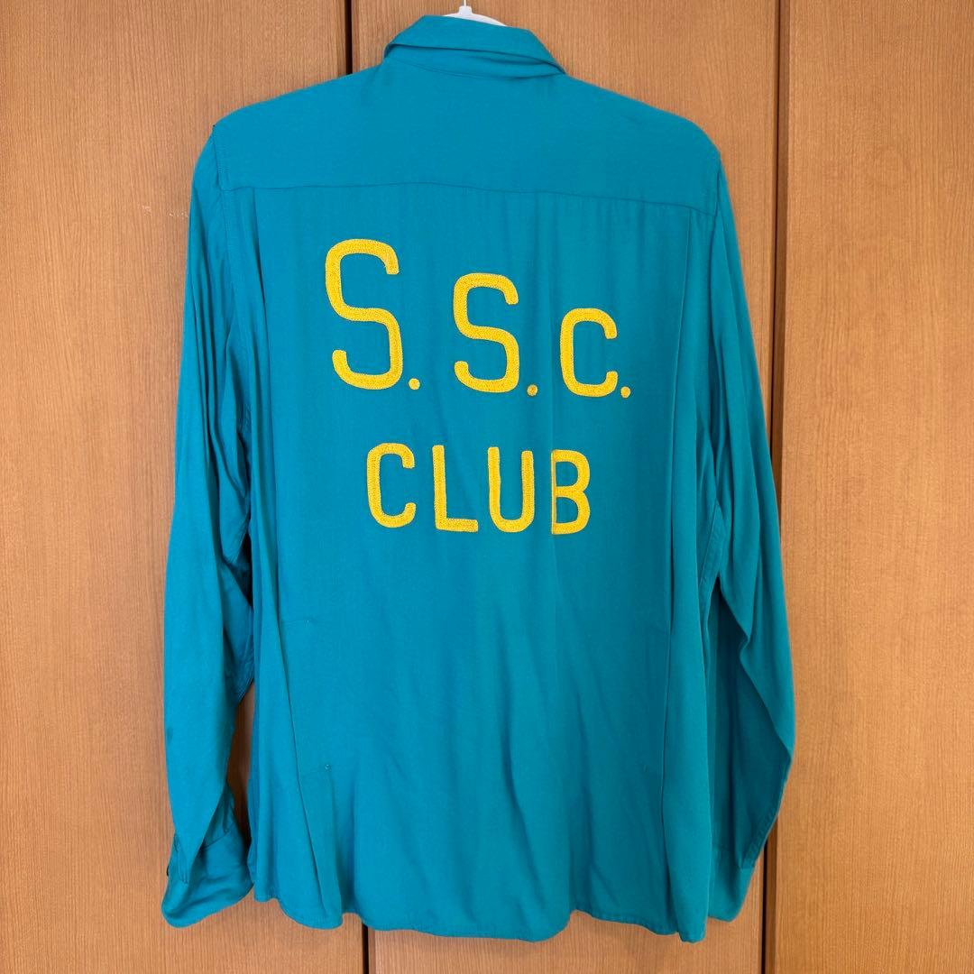 50s 長袖 レーヨン ボーリングシャツ チェーンステッチ アメ車