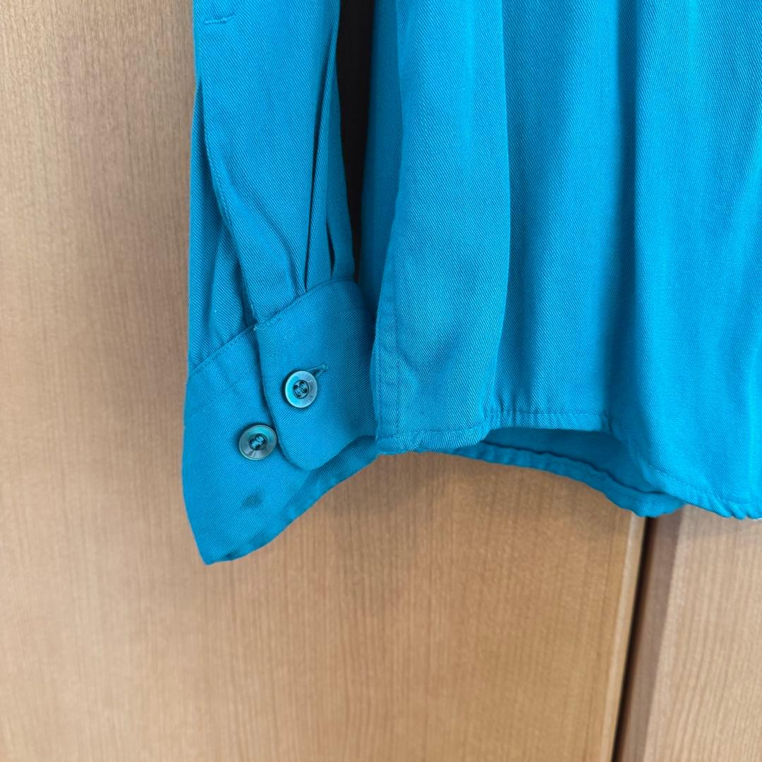 50s 長袖 レーヨン ボーリングシャツ チェーンステッチ アメ車