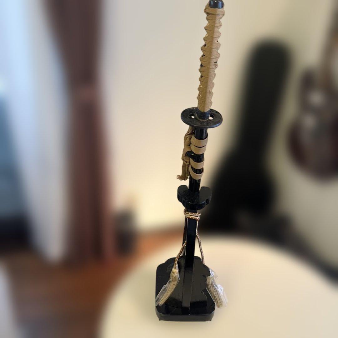 木製　御弓太刀飾　スタンド付き　藤栄作