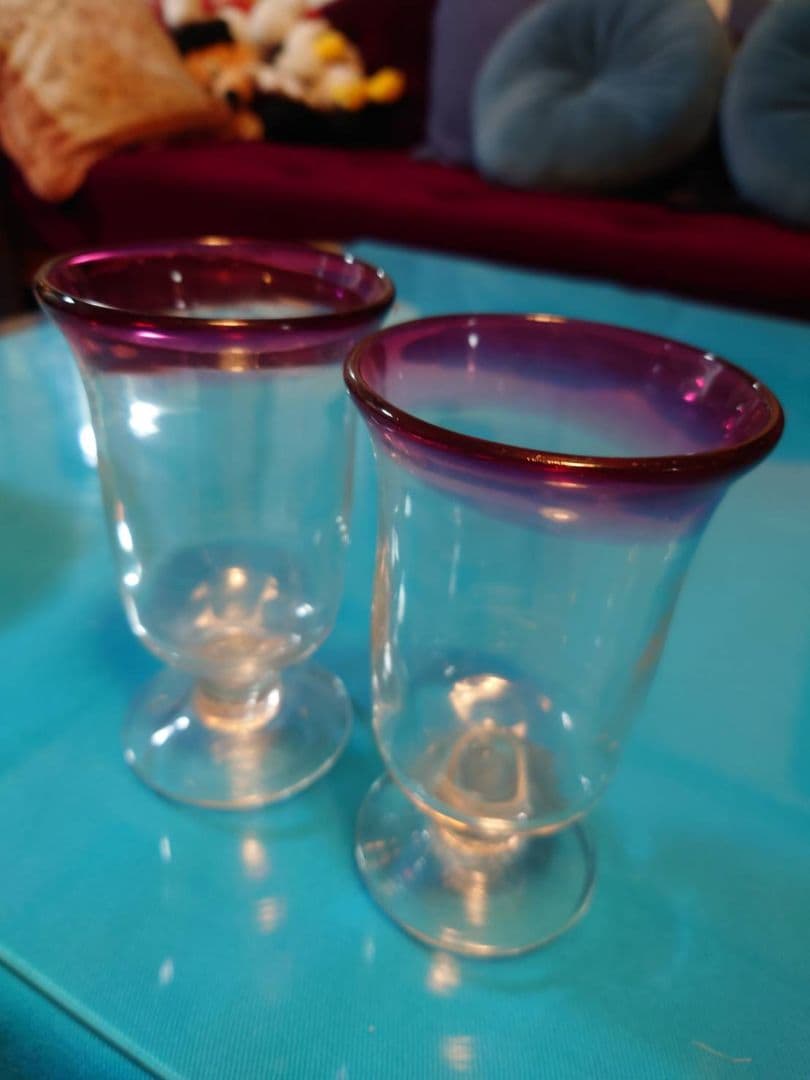 氷コップ 乳白色 吹きガラス 大正ロマン レトロ 赤 5個セット