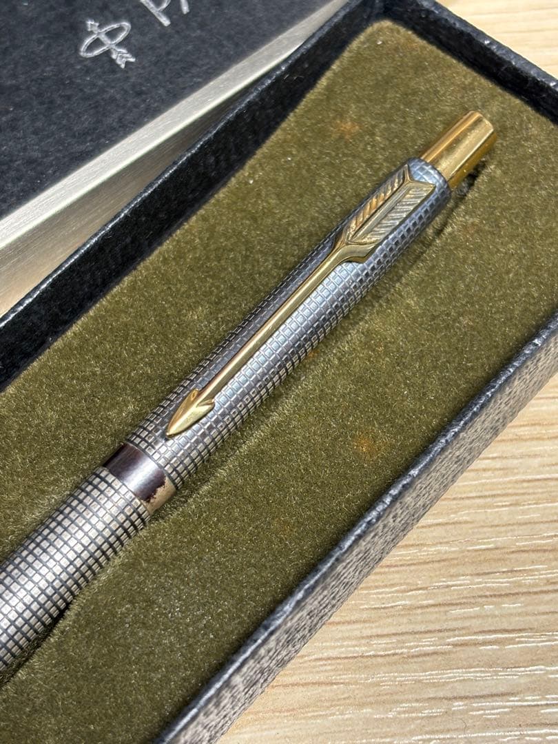 米国ヴィンテージPARKERパーカー純銀製シズレ スターリングボールペン未使用品