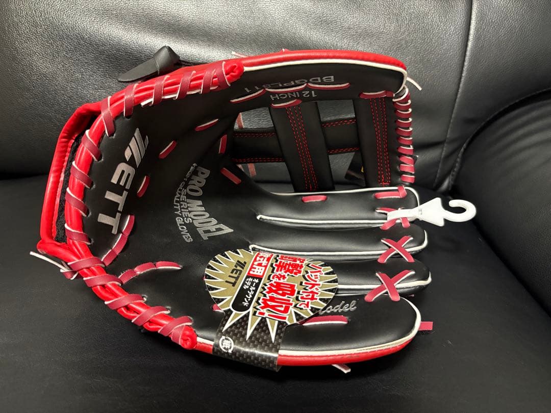 【新品未使用】野球ZETTプロモデル 軟式グローブ 12インチ ブラック/レッド