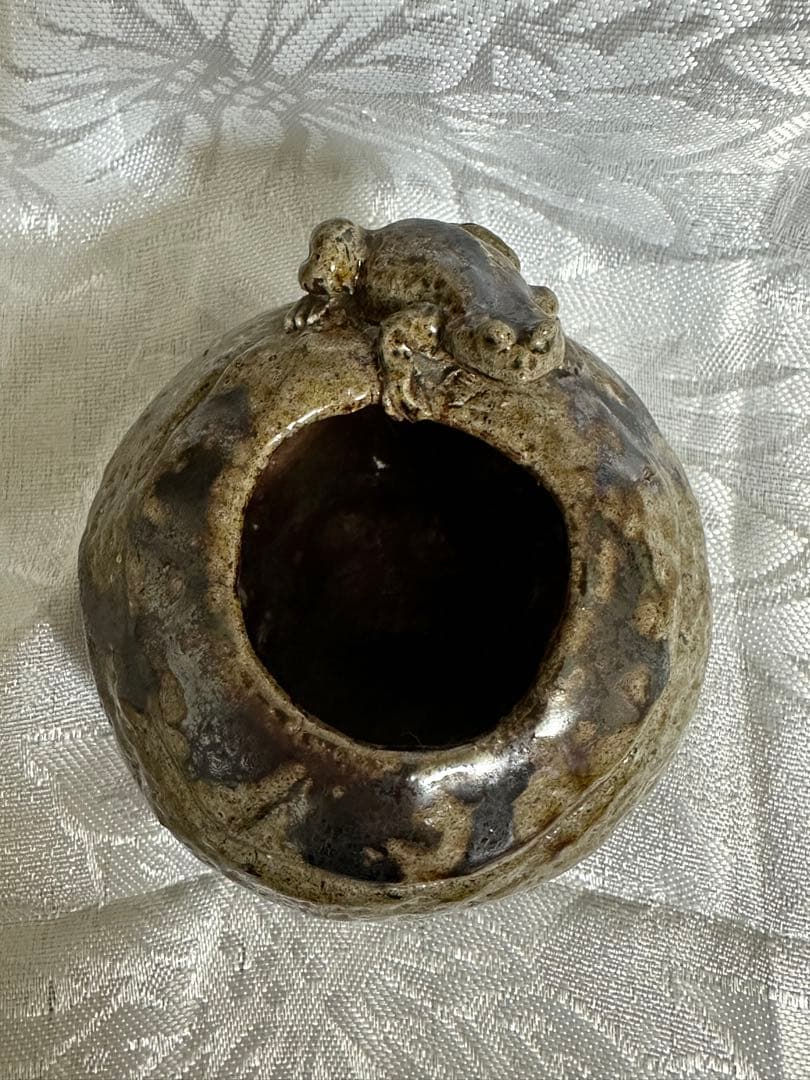 水指　一輪挿し　陶器　落款あり