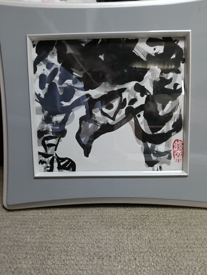 片岡鶴太郎　大鷹　水墨画 　色紙に墨　 ※購入前にコメント下さい