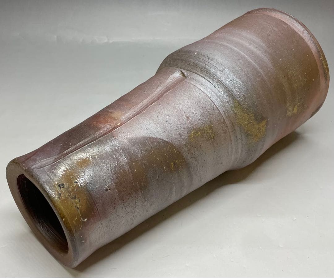 人間国宝　藤原雄　備前花入　備前焼　共箱　共布 　S013