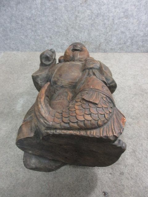 木彫り 恵比寿尊 置物 [B31526]