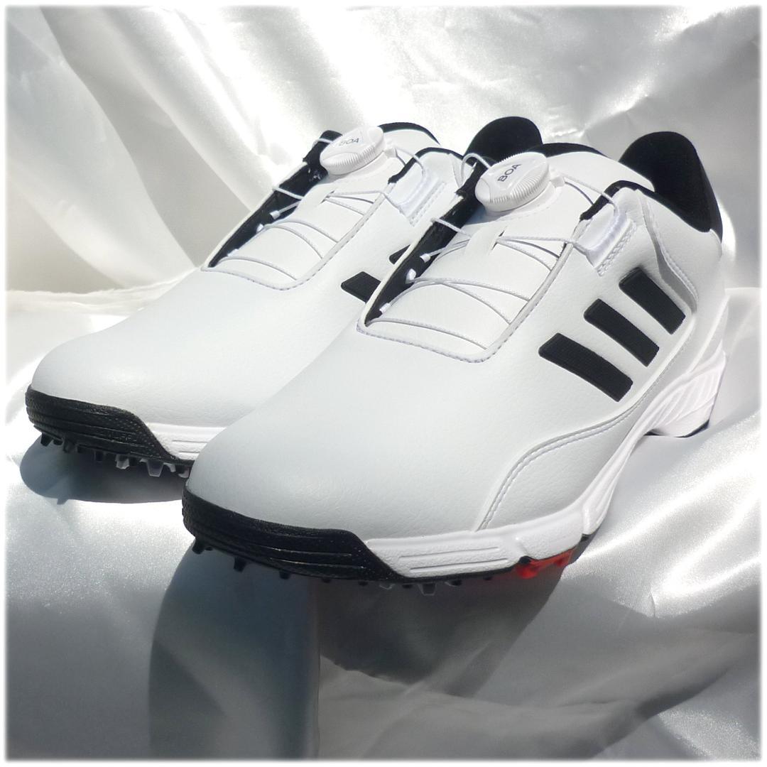 新品27.5cmアディダスゴルフシューズ白BOA 24ダイヤル式 ソフトスパイク