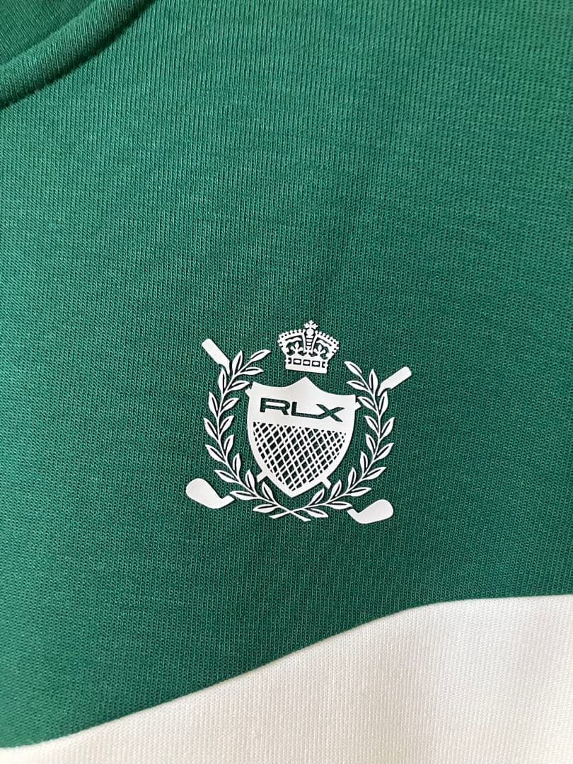 RLX ゴルフ カラーブロック ダブルニット プルオーバー M モックネック 緑