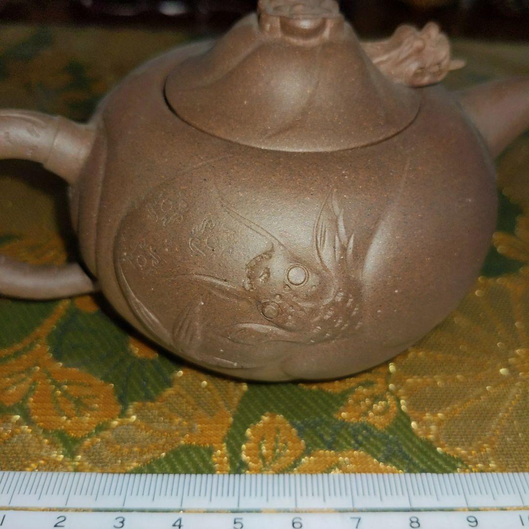 【最終価格】中国　紫砂朱泥　彫刻入　急須水滴
