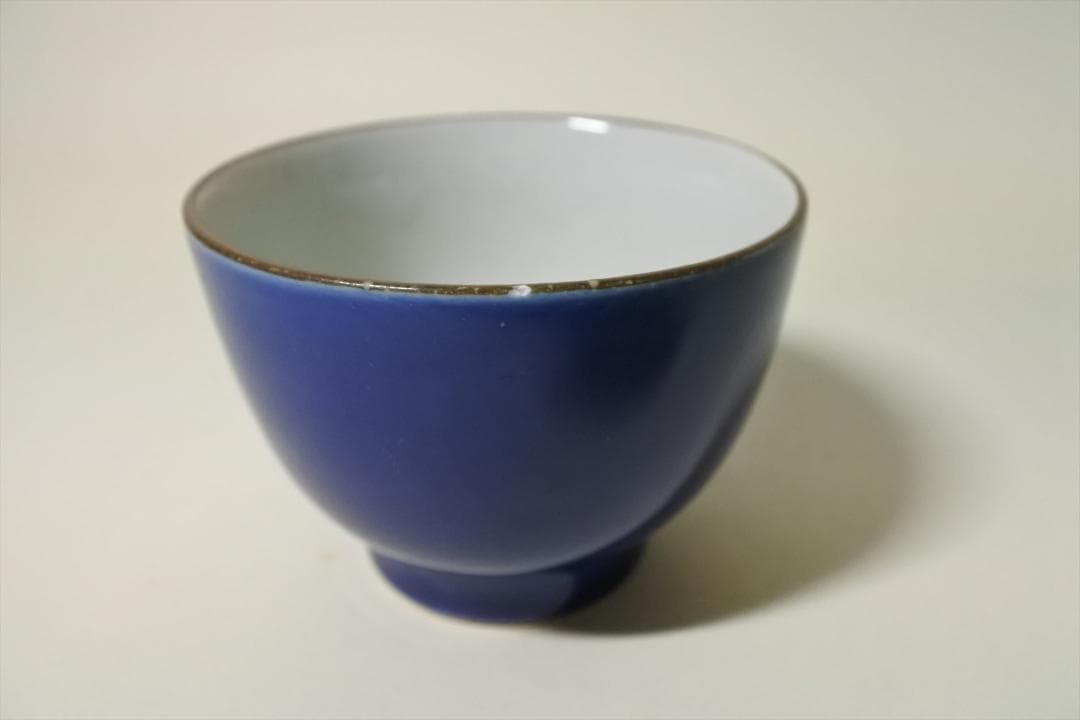 明治時代　瀬戸　瑠璃　猪口　６客組　骨董品　アンティーク　ｈ