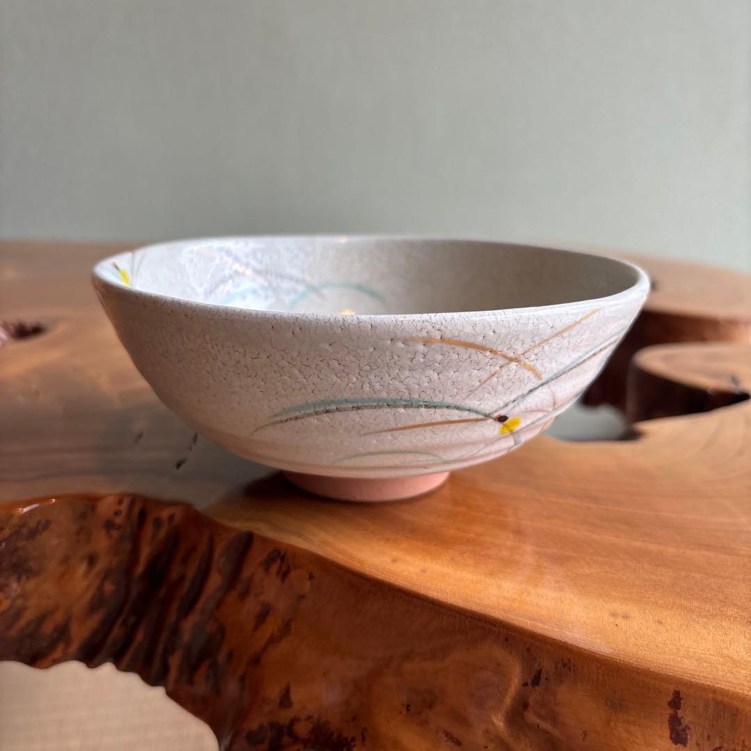 橋本美峰造 平茶碗 色絵 蛍 抹茶碗 茶道具 共箱