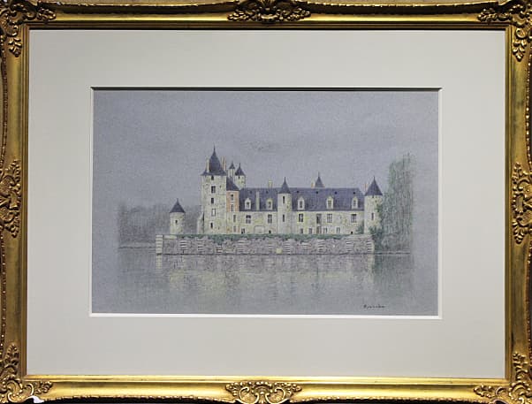 西村龍介【湖城】 原画 パステル 10号