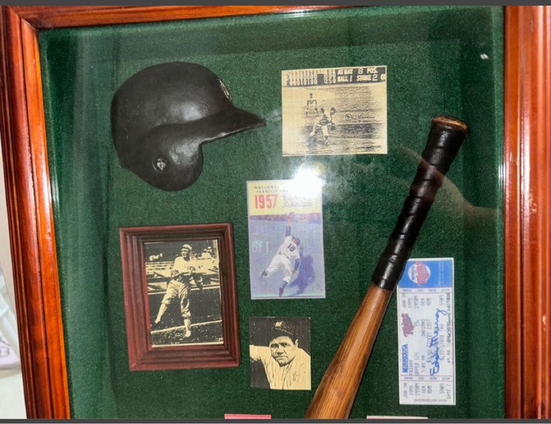 レトロ品 大リーグ ガラス額入り 記念品 ベーブ・ルース 1957