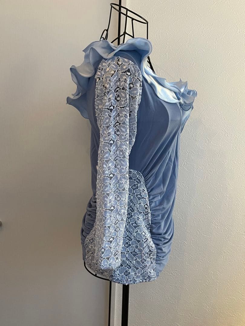新品❣️未使用❣️✨社交ダンス　カットソー　レース　水色✨