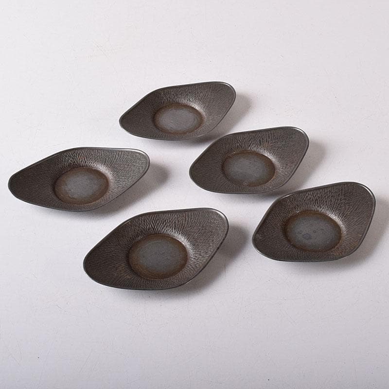 煎茶道具　壱輝作　古錫　茶托　5客　C　7765