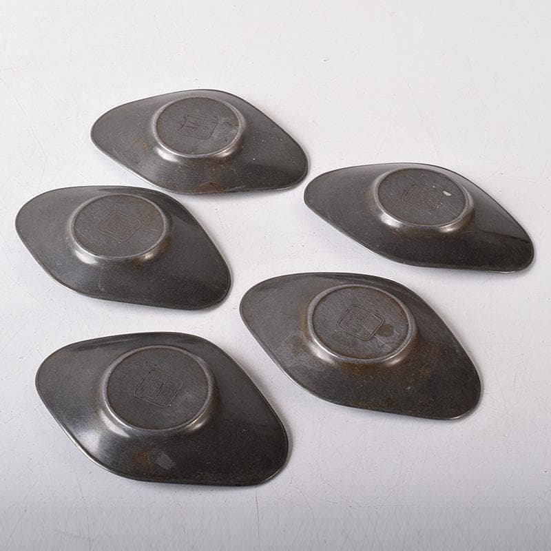 煎茶道具　壱輝作　古錫　茶托　5客　C　7765