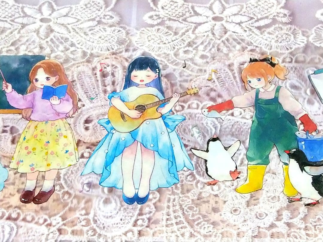 SALE✩J324＃职日晨塔(PET)吾心切り売り海外人物マステ女の子苜暖