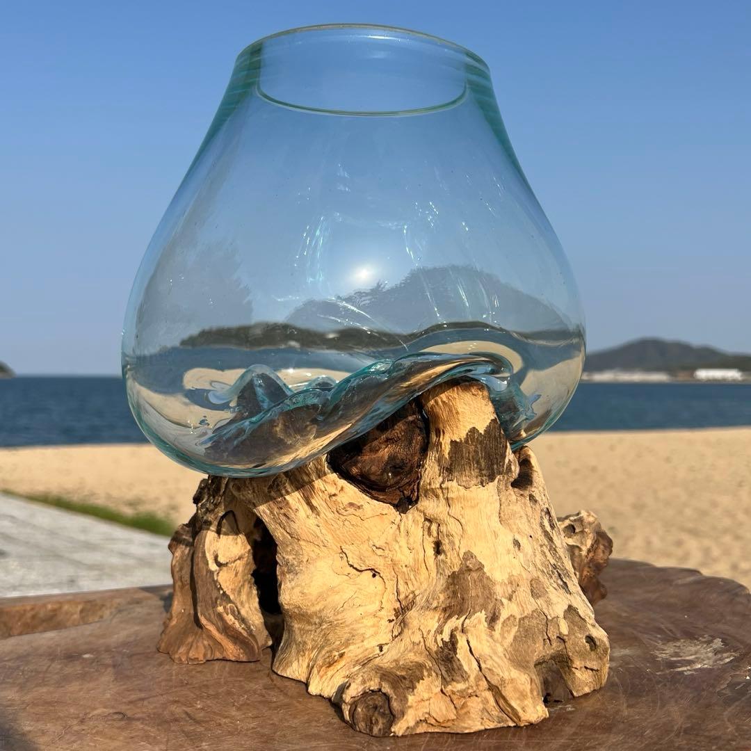 流木ガラスオブジェ大D 花瓶 金魚鉢 ガーデニング フラワーポット 水槽 アート