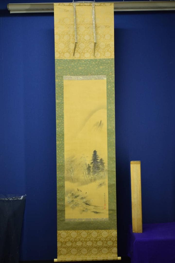 模写/森寛斎/雪山鹿図/布袋屋掛軸HF-855