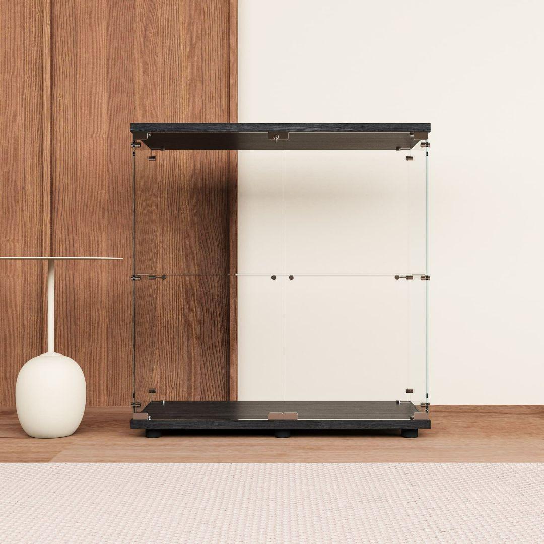 ガラスケース 2段両扉 コレクション フィギュア 棚 ショーケース 黒 1998