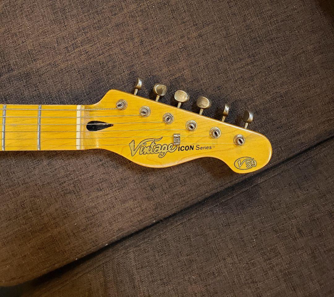 ヴィンテージ風エレキギター ブラック Vintage Icon V59