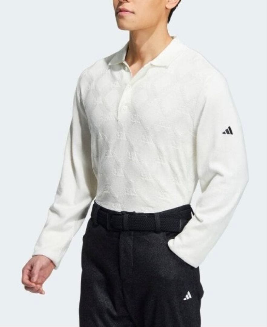 送料無料 新品 adidas GOLF アーガイル柄セーター ポロ XL WT