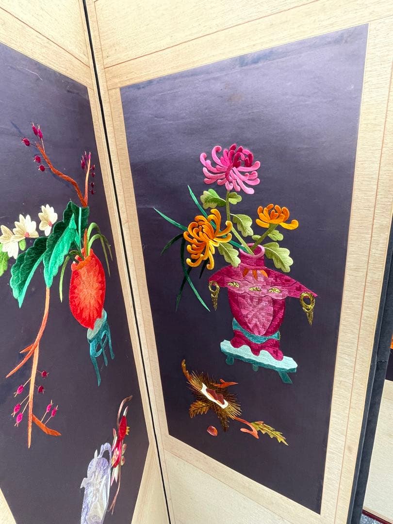 稀少/旧家/時代物/当時物/古美術/屏風/紙本/8曲/古民家/①