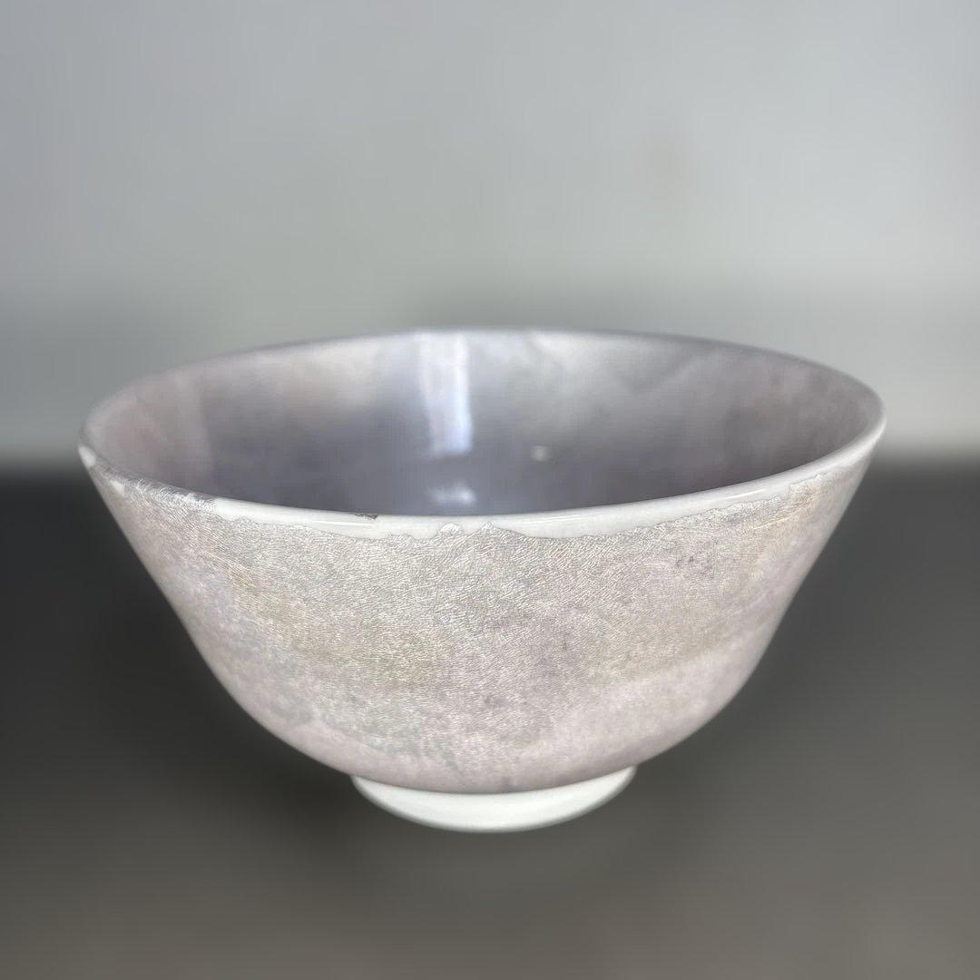 【人間国宝】 中田一於 作 淡桜 釉裏銀彩 茶碗 茶道具 美術品