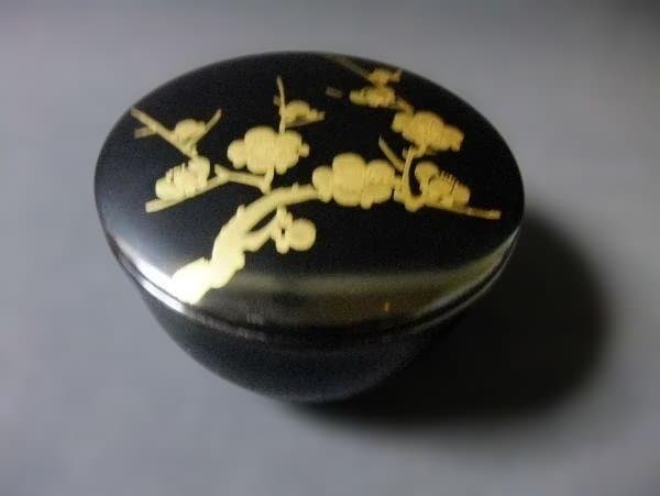 棗 茶入 金蒔絵 梅文 春秋用 別蓋付 本漆器 天然木 茶道具 春秋用 別蓋付