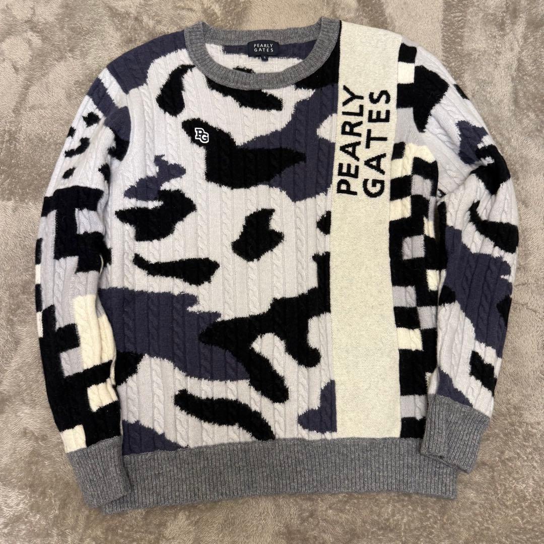 PEARLY GATES カモフラ ゴルフニットセーター サイズ6 XL 迷彩柄