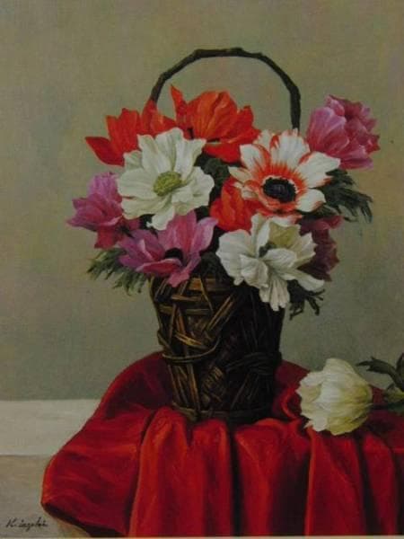 伊勢崎勝人 「アネモネ」 超希少画集より、新品額装付