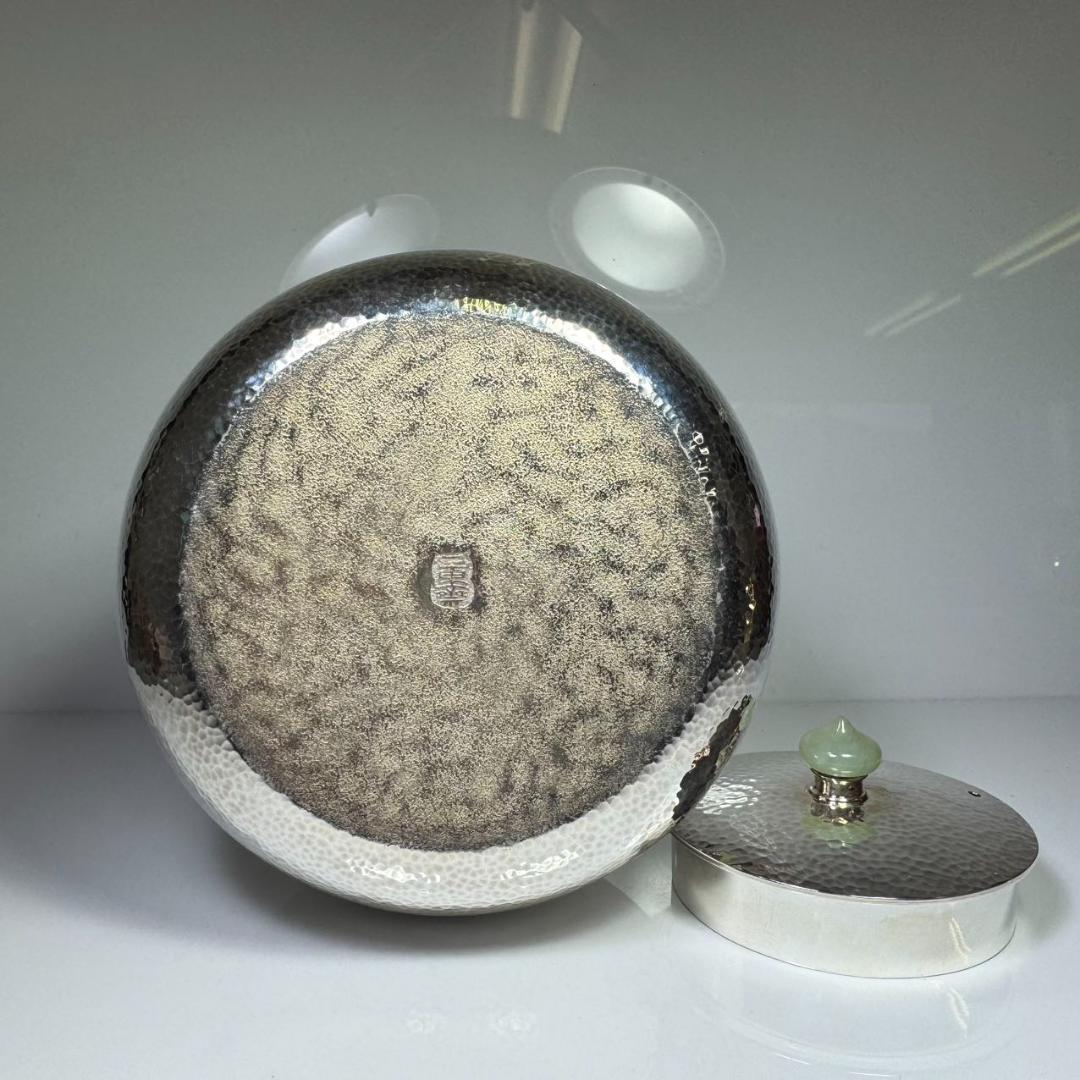 純銀製 一東齋造 湯沸 貴石摘 桐箱付 銀瓶 古美術品 煎茶道具 純銀保証