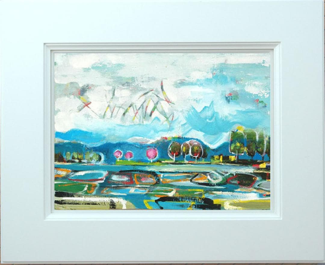 油絵 菅家令子 絵 絵画 インテリア 額付(黒) uF6-063003 田園風景