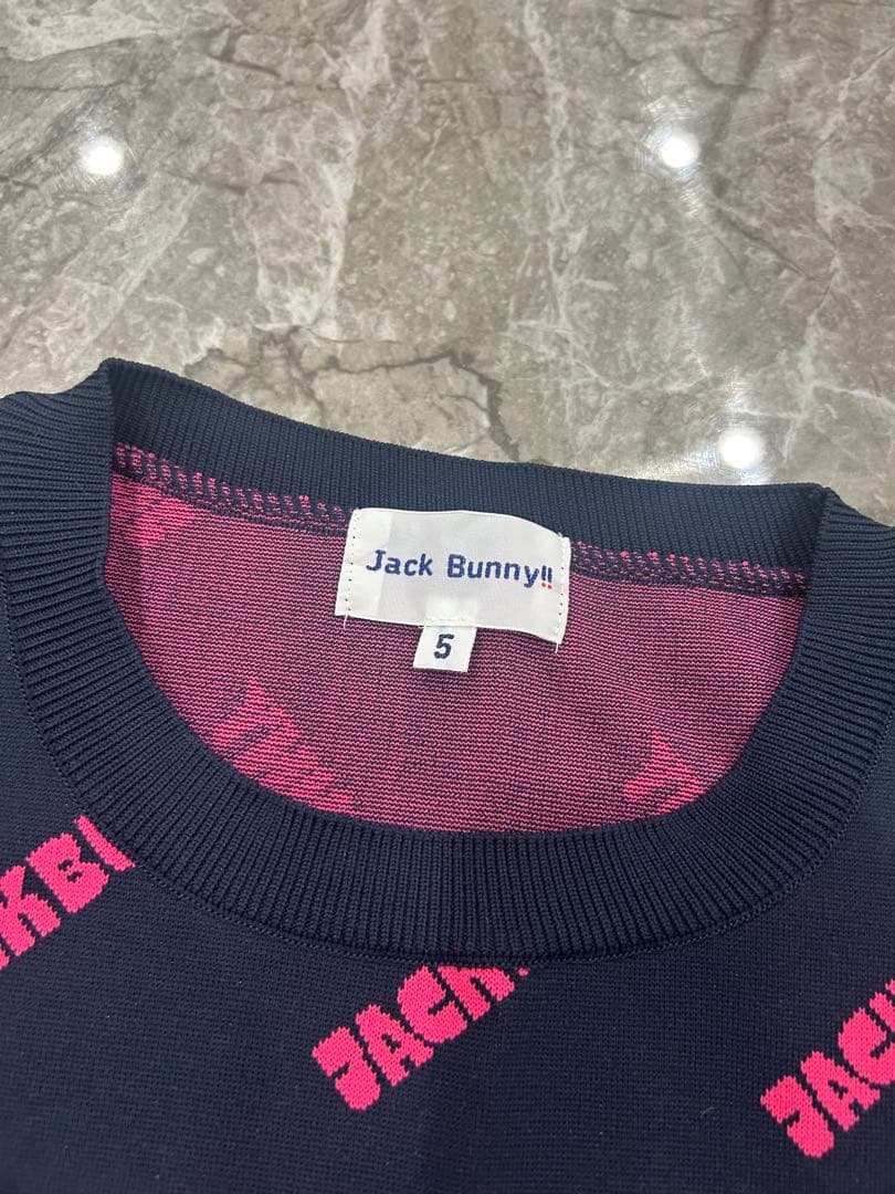 新品未使用 ジャックバニー 薄手ニット Lサイズ相当 ネイビー ピンク