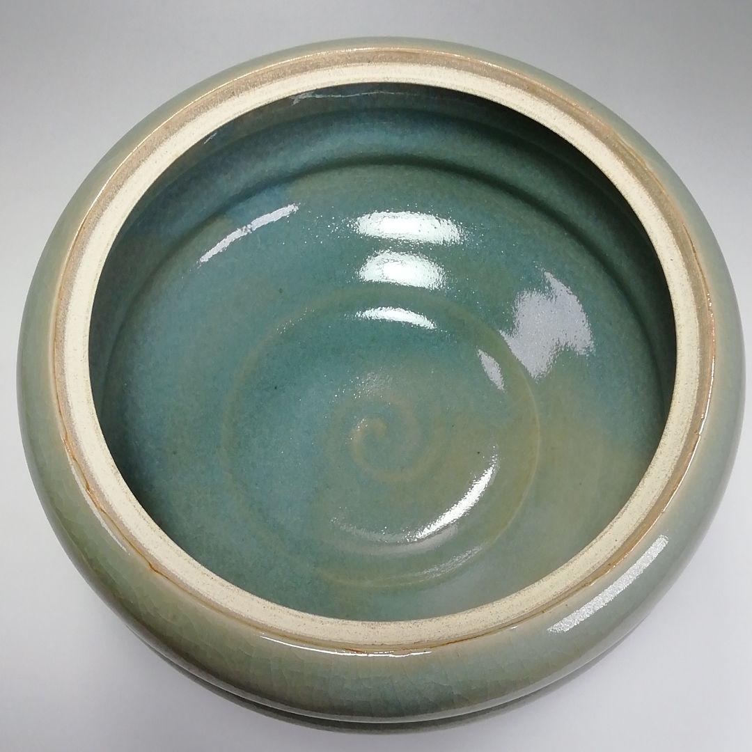 Ｓ５３０　水指　『多田青磁』『田村雲洞作』『平水指』　共箱　茶道具