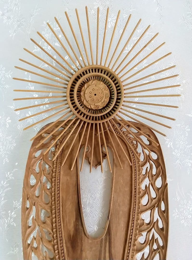 光背のみ#552 立像6.0寸用 放射光 火焔 透し彫◆白檀 木彫 仏像付属品