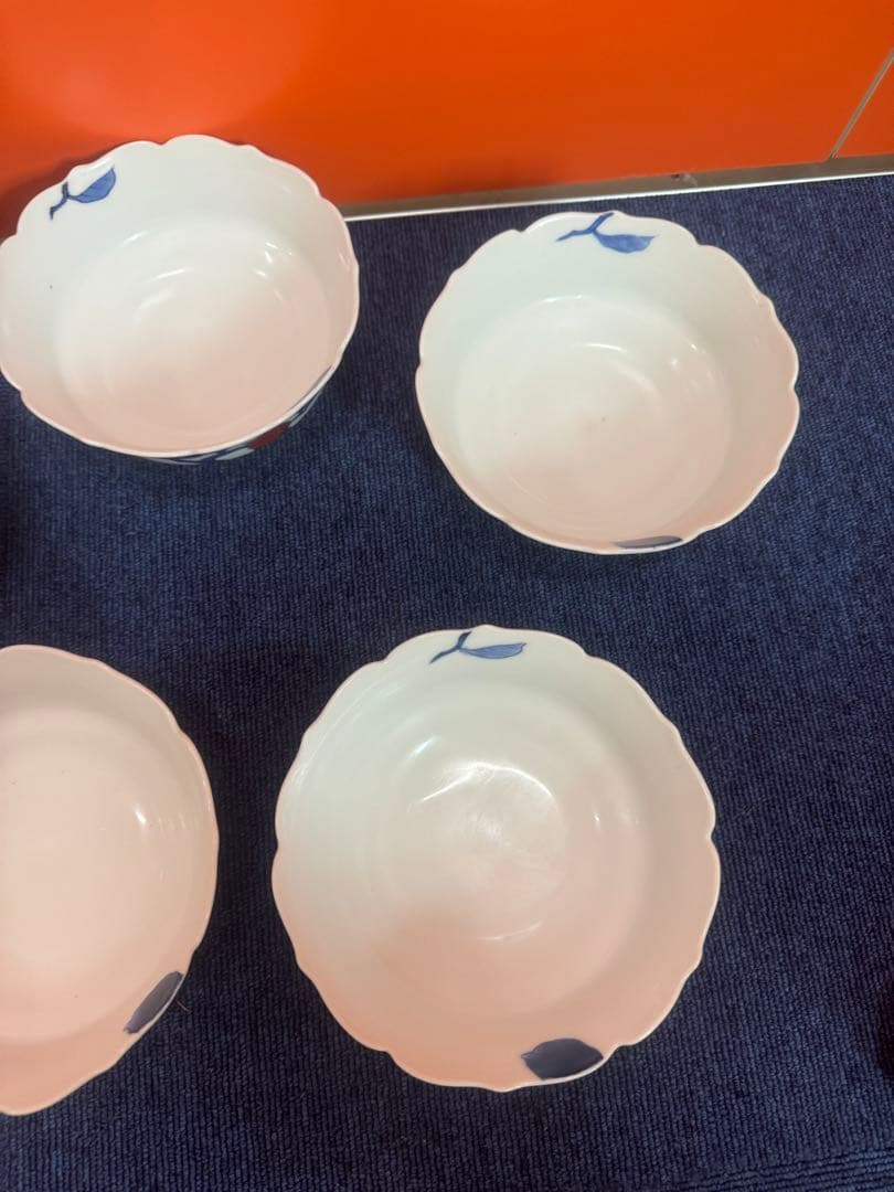 1709 深川製磁　染付柿文　中鉢　5客　15cm