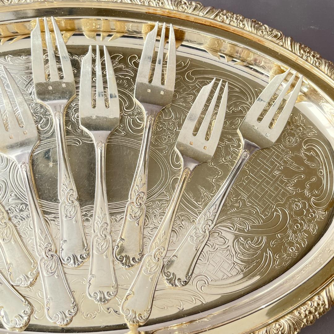 【仏蘭西】 Louis XV ケーキフォーク 8本【シルバープレート】