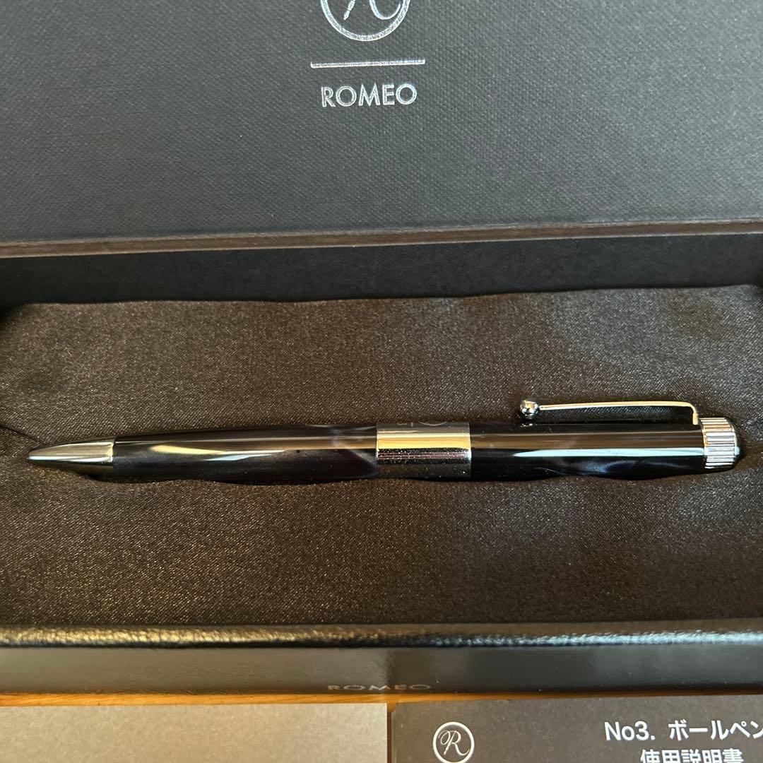 ROMEO No.3 ボールペン 細軸イタリアンブルー保証書付き