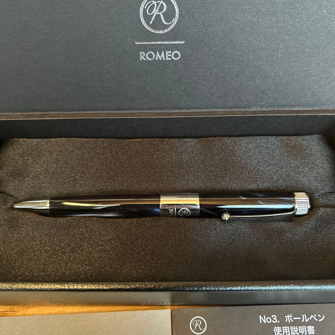ROMEO No.3 ボールペン 細軸イタリアンブルー保証書付き