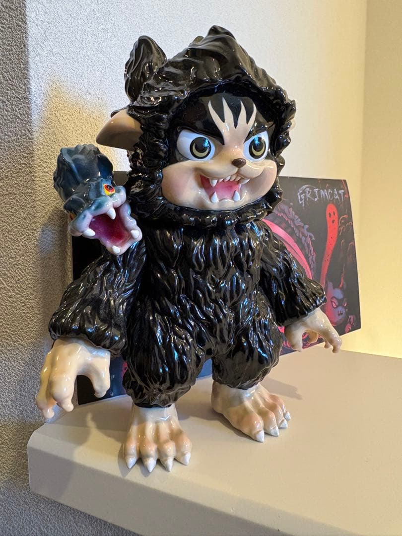 美品　しぬこ　GRIM CAT 死神バージョン　ソフビ　ヘッダー付き