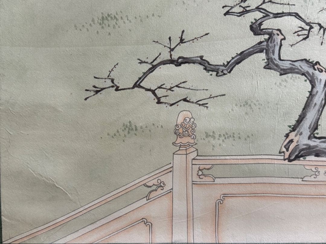 中国　慶興舞鶴　絹本　掛軸　送料込み250702