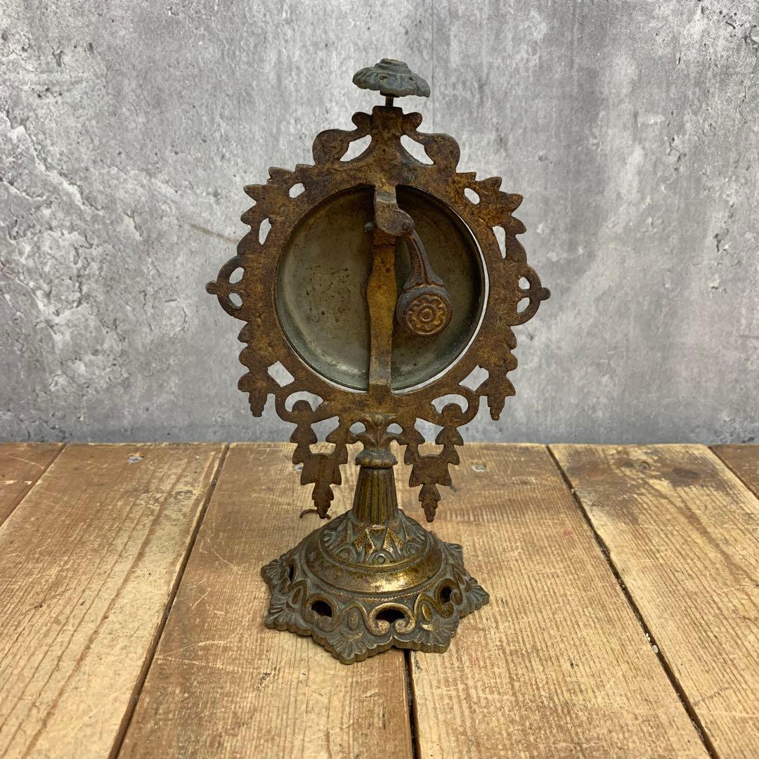 E-4 希少 アンティーク 卓上ベル 呼び鈴 カウンターベル 真鍮製 百合の紋章