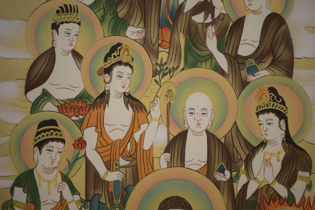 真作/真言十三佛図/真言十三仏図/木崎香秀/桐共箱付/布袋屋掛軸HI-586