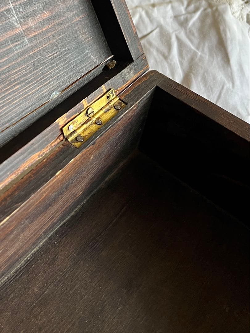 ◆フランスアンティーク｜手作り古い木箱、手書き油絵花小物入れアールヌーボー絵画